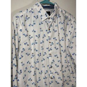 DENIM & FLOWER Ricky Singh Button Down Ditsy Floral Cotton Shirt Size Large
